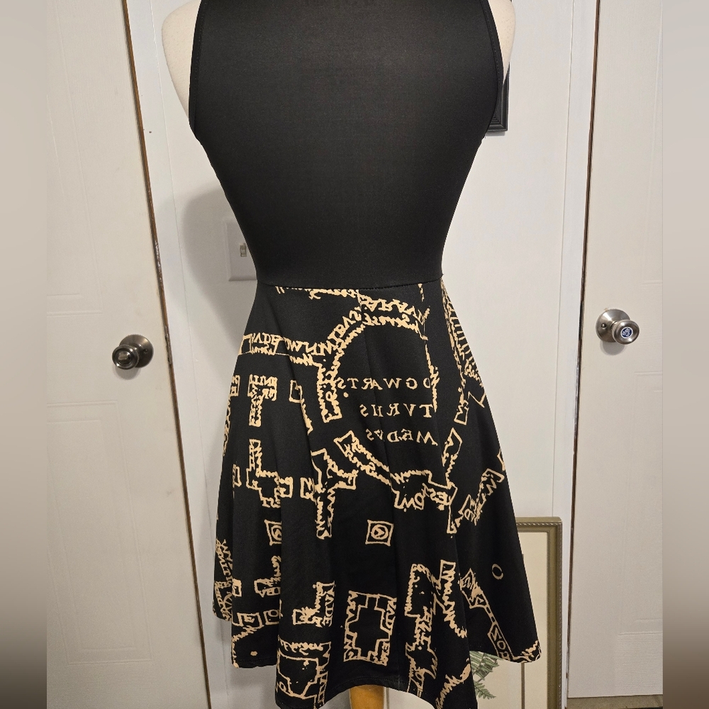 Warner Bros. Black and Gold Hogwarts Map Mini Dress - Picture 4 of 5